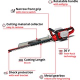 EINHELL Akku-Heckenschere GE-CH 36/65 Li-Solo, 36Volt (2x18V) rot/schwarz, ohne Akku und Ladegerät