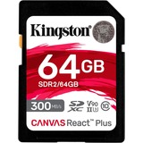 Kingston Canvas React Plus 64 GB SDXC, Speicherkarte schwarz, UHS-II U3, Class 10, V90