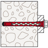 fischer Langschaftdübel HybridPower 10x90 T  rot/grau, 10 Stück