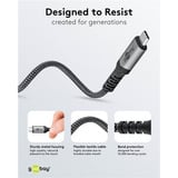 goobay USB4 Gen 3x2 Kabel, USB-C Stecker > USB-C Stecker, 40Gbit/s schwarz/grau, 1,5 Meter, PD, Laden mit bis zu 240 Watt