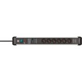 Brennenstuhl Premium-Protect-Line Steckdosenleiste 6-fach schwarz/aluminium, 3 Meter, 60.000A Überspannungsschutz, 2x USB-A