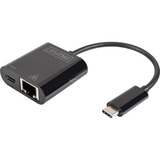 Digitus  USB Type-C Gigabit Ethernet Adapter schwarz, mit Power Delivery Unterstützung