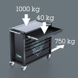Wera 9701 Tool Rebel Werkstattwagen Stainless XXL 1, mit Bestückung, Werkzeugwagen schwarz, 188-teilig (Elektro / VDE), im exklusiven Tool Rebel Design