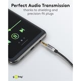 goobay Plus Audio Verbindungskabel AUX 3,5mm stereo schwarz/silber, 5 Meter