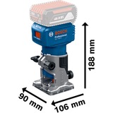 Bosch Professional Akku-Kantenfräse /-Laminatschneider GLF 18V-8 Professional solo, 18Volt, Oberfräse blau/schwarz, ohne Akku und Ladegerät