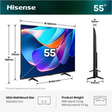 Hisense 55A6S, LED-Fernseher 139 cm (55 Zoll), schwarz/dunkelgrau, UltraHD/4K, Triple Tuner