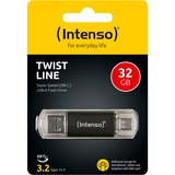 Intenso Twist Line 32 GB, USB-Stick anthrazit/transparent, USB-A 3.2 Gen 1, USB-C 3.2 Gen 1