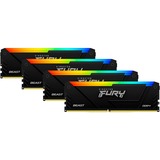 Kingston FURY DIMM 128 GB DDR4-3200 (4x 32 GB) Quad-Kit, Arbeitsspeicher schwarz, KF432C16BB2AK4/128, Beast RGB, INTEL XMP
