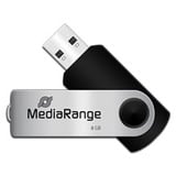 MediaRange Flexi-Drive 8 GB, USB-Stick schwarz/silber, USB-A 2.0, Ohne Logo