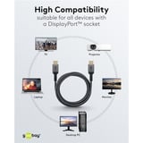 goobay Plus DisplayPort 2.0/2.1 Kabel, 16K @ 60Hz, 80 Gbit/s grau, 1 Meter