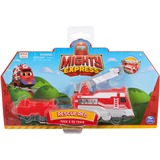 Spin Master Mighty Express Push-and-Go Zug Roter Retter mit Güterwaggon, Spielfahrzeug rot/weiß