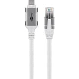 goobay Ethernet-Kabel USB-C 3.2 Gen2 Stecker > RJ-45 Stecker, LAN-Adapter weiß, 1 Meter, geflochtener Textilmantel