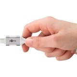 goobay Ethernet-Kabel USB-C 3.2 Gen2 Stecker > RJ-45 Stecker, LAN-Adapter weiß, 1 Meter, geflochtener Textilmantel