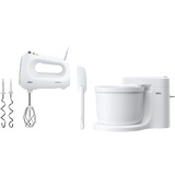 Braun Handmixer MultiMix 1 weiß, 400 Watt, mit 3 Liter Mixschüssel und MultiMix Ständer