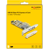 DeLOCK PCI-E x4 Karte zu 2x USB-C 40Gbps / 2x MiniDisplay LP, Schnittstellenkarte 