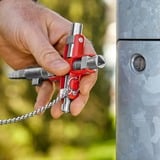 KNIPEX Universal-Schlüssel "Bau" 00 11 06 V01, Steckschlüssel silber/rot, für gängige Schränke und Absperrsysteme