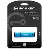 Kingston IronKey Vault Privacy 50 128 GB, USB-Stick hellblau/schwarz, USB-C 3.2 Gen 1