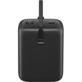 goobay Powerbank 20.000 mAh, integriertes USB-C Kabel 13cm, 30 Watt schwarz, 20 Ah, 1x USB-A, 2x USB-C, PD, QC