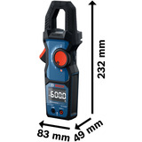 Bosch Strommesszange GMC 600-15 Professional, Messgerät blau/schwarz, 2x Batterien, Tasche