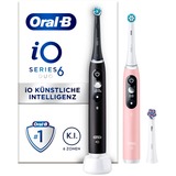 Braun Oral-B iO Series 6 Duo, Elektrische Zahnbürste schwarz/rosa, Black Lava/Pink Sand inkl. 2. Handstück