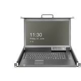 Digitus Modulare HD LCD KVM Konsole mit 17" TFT 1 Port VGA, KVM-Switch schwarz, schweizerisches Tastaturlayout, 1 Port VGA KVM-Anschluss, Touchpad