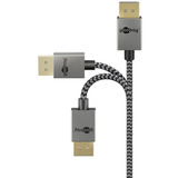 goobay DisplayPort Kabel 2.0/2.1 Slim silber/schwarz, 1 Meter