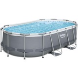 Bestway Power Steel Frame Pool-Set, 427cm x 250cm x 100cm, Schwimmbad grau/hellblau, mit Filterpumpe