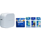 Brother P-touch CUBE Startpaket, Etikettendrucker weiß, inkl. 4 Schriftbändern