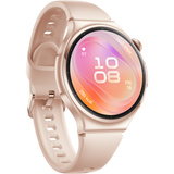 Huawei Watch 6 42mm (Leib-L19F), Smartwatch gold, pinkes Fluoroelastomer-Armband