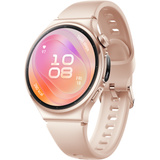 Huawei Watch 6 42mm (Leib-L19F), Smartwatch gold, pinkes Fluoroelastomer-Armband