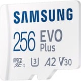 Samsung EVO Plus 256 GB microSDXC (2024), Speicherkarte weiß, UHS-I U1, Class 10, V10, A1