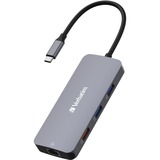 Verbatim USB-C Pro Multiport-Hub CMH-09, 9 Port , Dockingstation grau, HDMI, RJ-45, 3x USB-A, 2x USB-C, PD, SD, microSD