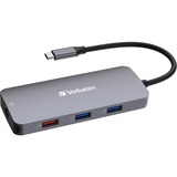 Verbatim USB-C Pro Multiport-Hub CMH-09, 9 Port , Dockingstation grau, HDMI, RJ-45, 3x USB-A, 2x USB-C, SD, microSD