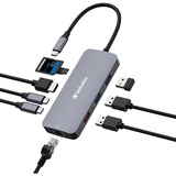 Verbatim USB-C Pro Multiport-Hub CMH-09, 9 Port , Dockingstation grau, HDMI, RJ-45, 3x USB-A, 2x USB-C, SD, microSD