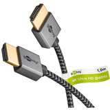 goobay Plus Slim High-Speed-HDMI-Kabel mit Ethernet, 4K @ 60Hz grau, 1 Meter