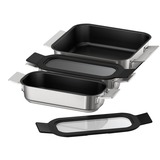 Bosch Home Pro Induction Flex Pfannen-Set HEZ9FF030, 3-teilig edelstahl/schwarz, 1x medium, 2x klein mit Glasdeckel