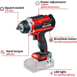 EINHELL Professional Akku-Schlagschrauber IMPAXXO 18/400, 1/2", 18Volt rot/schwarz, ohne Akku und Ladegerät