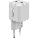 goobay USB-C Dual-Schnellladegerät Nano, PD, GaN, 35 Watt weiß, 2x USB-C, Power Delivery 3.0