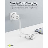 goobay USB-C Dual-Schnellladegerät Nano, PD, GaN, 35 Watt weiß, 2x USB-C, Power Delivery 3.0