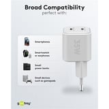 goobay USB-C Dual-Schnellladegerät Nano, PD, GaN, 35 Watt weiß, 2x USB-C, Power Delivery 3.0