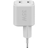 goobay USB-C Dual-Schnellladegerät Nano, PD, GaN, 35 Watt weiß, 2x USB-C, Power Delivery 3.0
