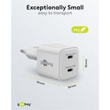 goobay USB-C Dual-Schnellladegerät Nano, PD, GaN, 35 Watt weiß, 2x USB-C, Power Delivery 3.0