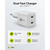 goobay USB-C Dual-Schnellladegerät Nano, PD, GaN, 35 Watt weiß, 2x USB-C, Power Delivery 3.0