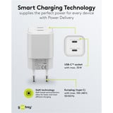 goobay USB-C Dual-Schnellladegerät Nano, PD, GaN, 35 Watt weiß, 2x USB-C, Power Delivery 3.0