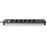 Digitus Office-Steckdosenleiste 6-fach, 3x USB silber/schwarz, 1,5 Meter Kabel, Schalter