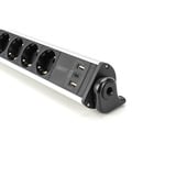 Digitus Office-Steckdosenleiste 6-fach, 3x USB silber/schwarz, 1,5 Meter Kabel, Schalter