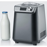 Severin Kompakt Eismaschine & Joghurtbereiter EZ 7407 schwarz (matt)/silber, für 1.200ml Eiscreme, 135 Watt Kompressor