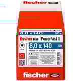 fischer Holzbauschraube PowerFast II 8,0x140 Stufen-Senkkopf TX 50 Stück, Teilgewinde, verzinkt