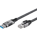 goobay Ethernet-Kabel USB-A 3.2 Gen1 Stecker > RJ-45 Stecker, LAN-Adapter schwarz/silber, 1 Meter