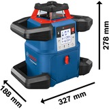 Bosch Professional Akku-Rotationslaser GRL 600 CHV Professional, 18Volt, mit Halterung blau, Akku ProCORE18V 4,0Ah, Koffer, rote Laserlinie